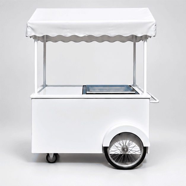 White ice cream cart canopy